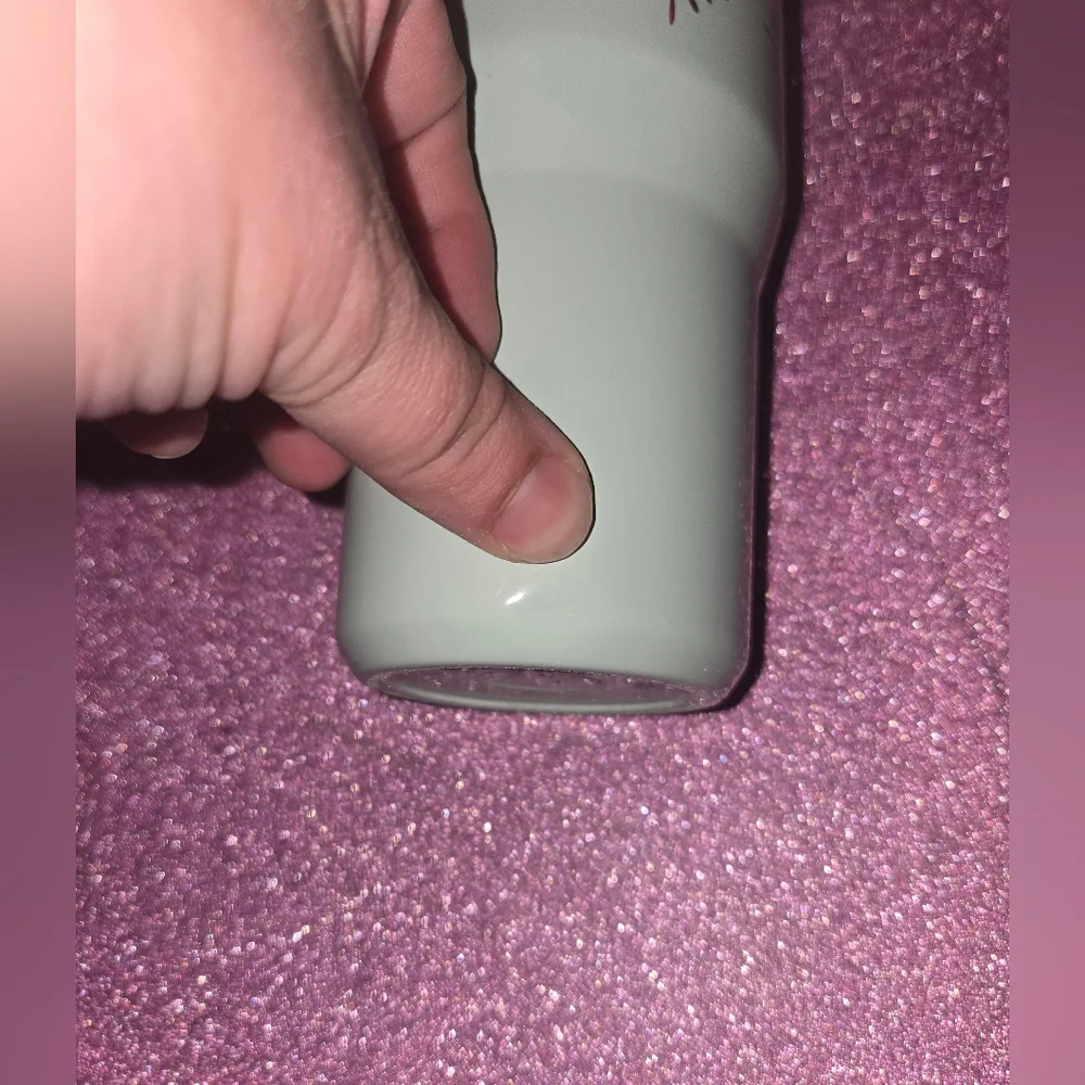 Stanley Travel Tumbler with Silver Band and Floral Pattern in Pale Green - Picture 7 of 9